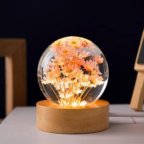 Miniatura 5 de MARZIUS Luz nocturna de cubo de cristal con decoración de diente de león preservada, perfecta para sala de estar, cubo súper transparente de 2