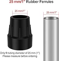 Vista 2 de supregear Puntas de bastón para caminar de 1 pulgada, 6 puntas de muleta resistentes de 1 pulgada, tapas de goma de repuesto para bastones, Negro