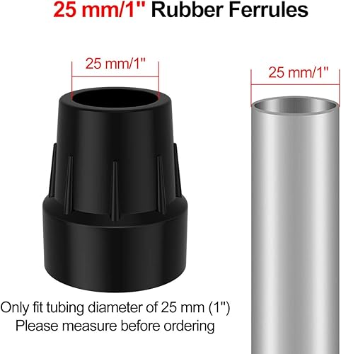 Miniatura 2 de supregear Puntas de bastón para caminar de 1 pulgada, 6 puntas de muleta resistentes de 1 pulgada, tapas de goma de repuesto para bastones,