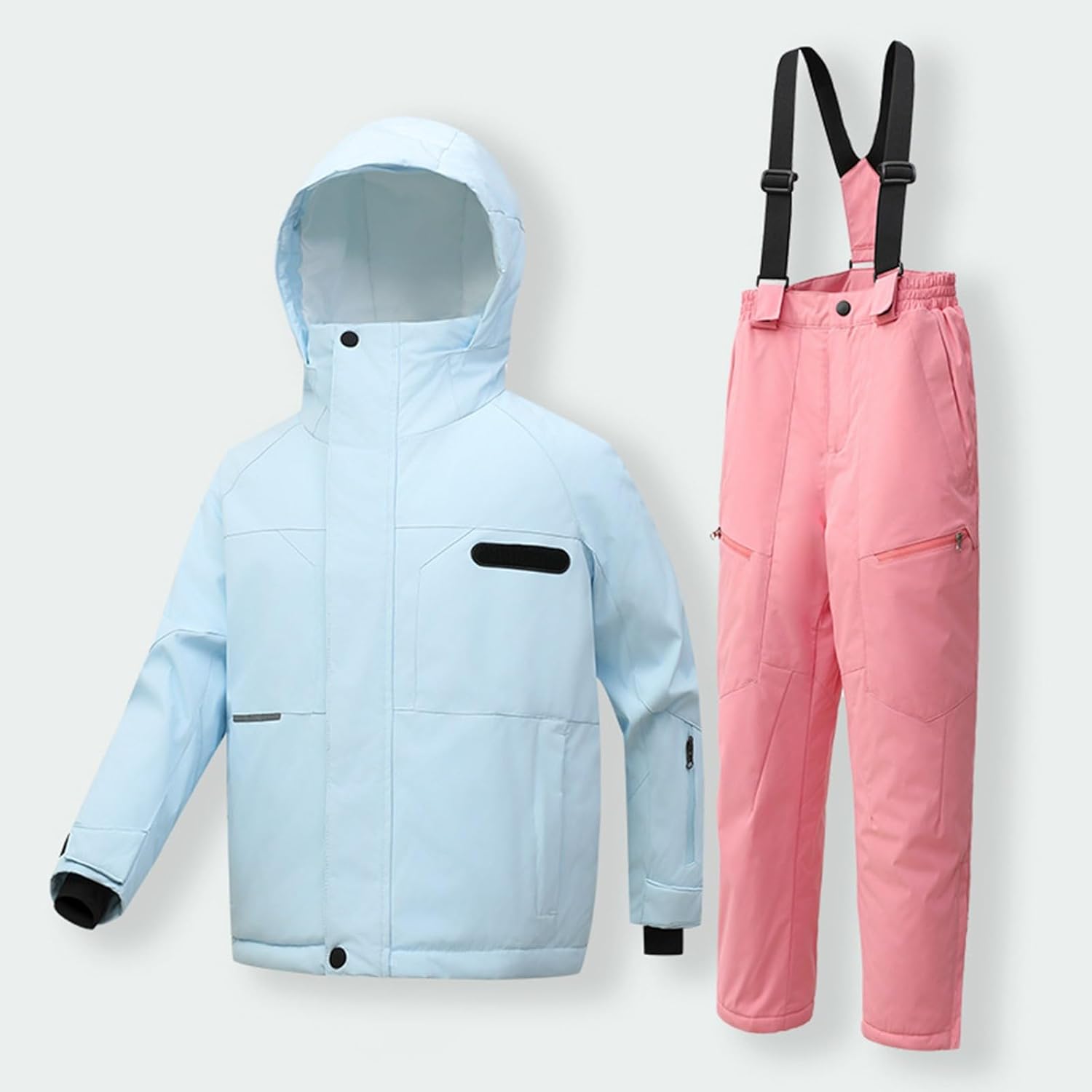 Teen Boys Girls Snowsuit 𝗪aterproof Ski Jacket and 𝗦𝗻ow Bib Overalls 2 Piece Winter Windproof Snowboard Suit