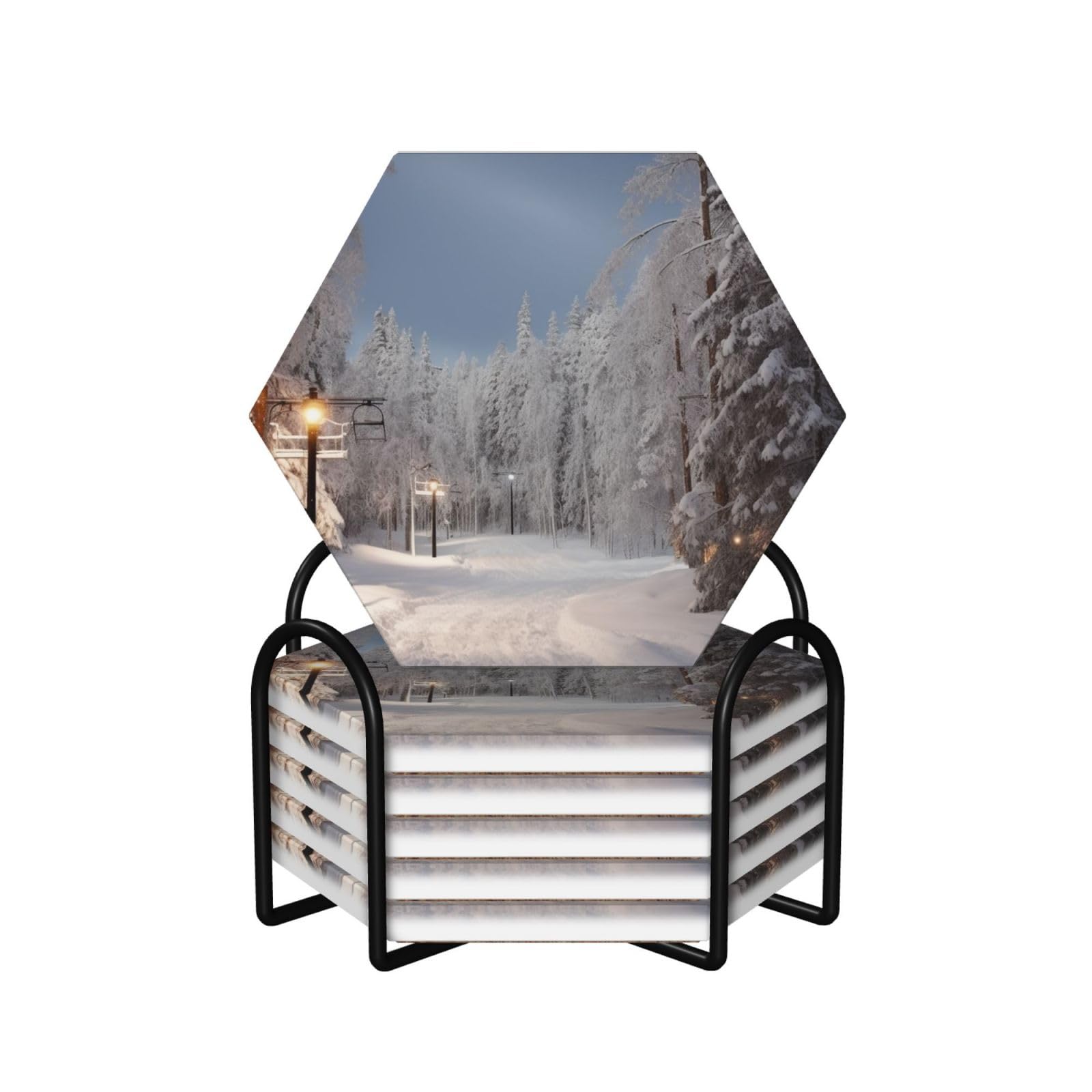 Dessous de verre en liège et céramique pour protection table salon
