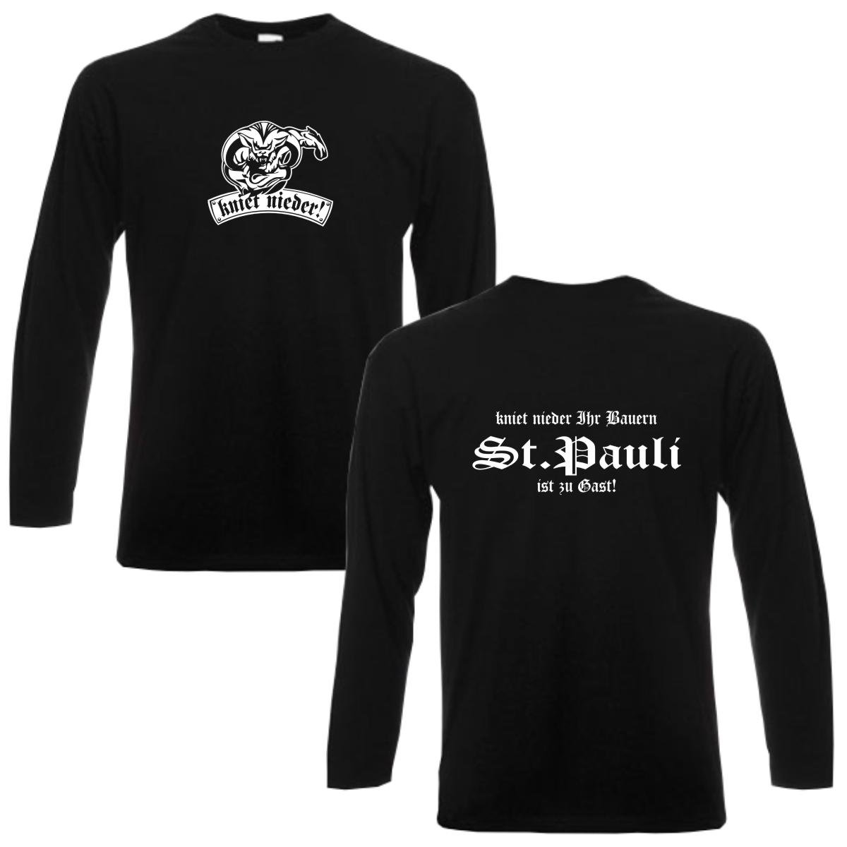 Longsleeve St. Pauli kniet nieder Ihr Bauern Fan Städteshirt, Herren Langarm T-Shirt, bedrucktes Langarmshirt auch große Größen S-6XL (SFU12-06b)