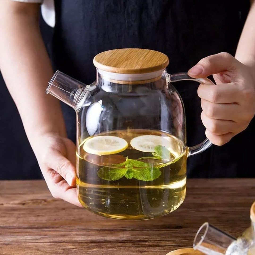 Wilmax Teekanne 1,6L + 6 Thermogläser 400ml im Set | Teesieb für losen Tee | Glaskanne mit Bambus-Deckel | Kanne für Teeblumen | Teapot | Glaskanne für Heiß- und Kaltgetränke | Spülmaschinenfest