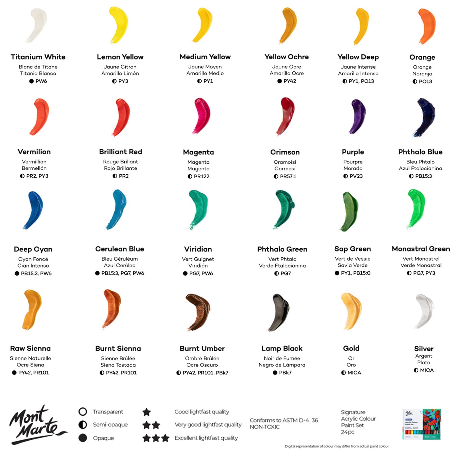 Mont Marte Acrylic Paint Set 24Pcex36Ml, Multi — Amazon image 2
