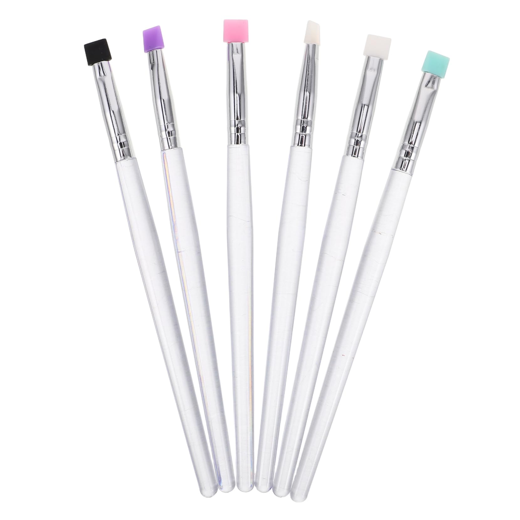 PartyKindom 6Pcs Silicone Eye Makeup Brush Flat Head Eyelash Eyebrow Tools Glitter Eyeshadow Sticks for Precise Application Soft Washable Brushes