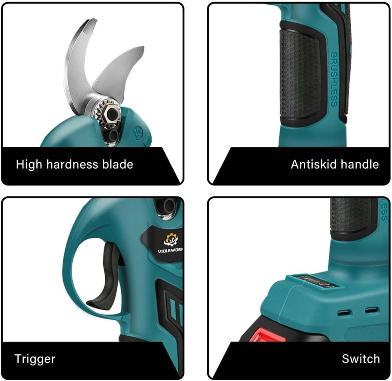 Power Pruner 30mm Brushless Cordless Electric Rechargeable Scissors Pruning Shears Tree Garden Tool Branches Pruning Tool for Battery