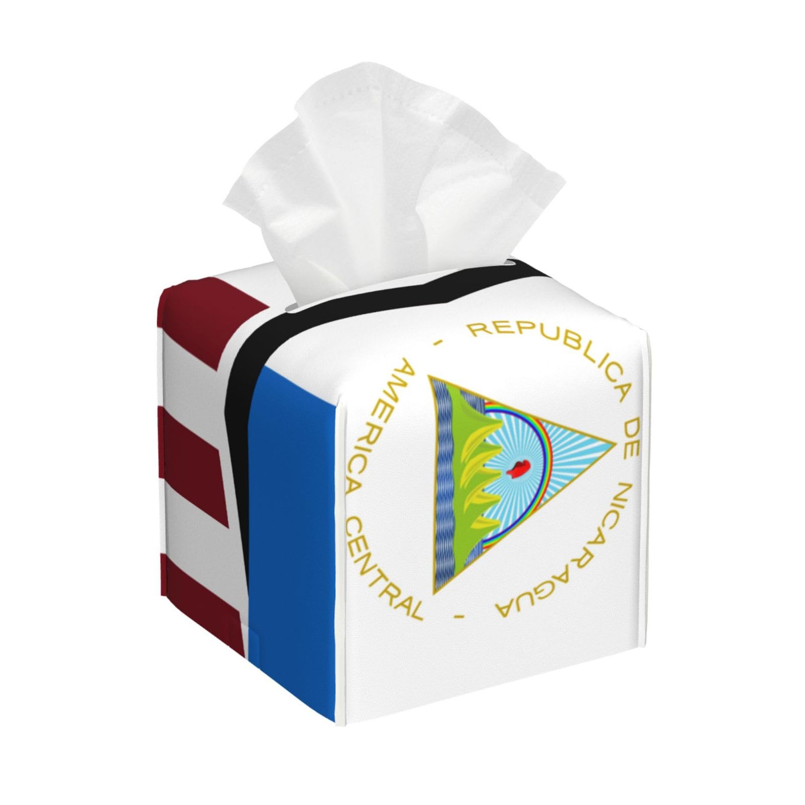 American and Nicaragua Flag Square Tissue Box Cover with Modern and Stylish Bottom Tissue Box Storage Space