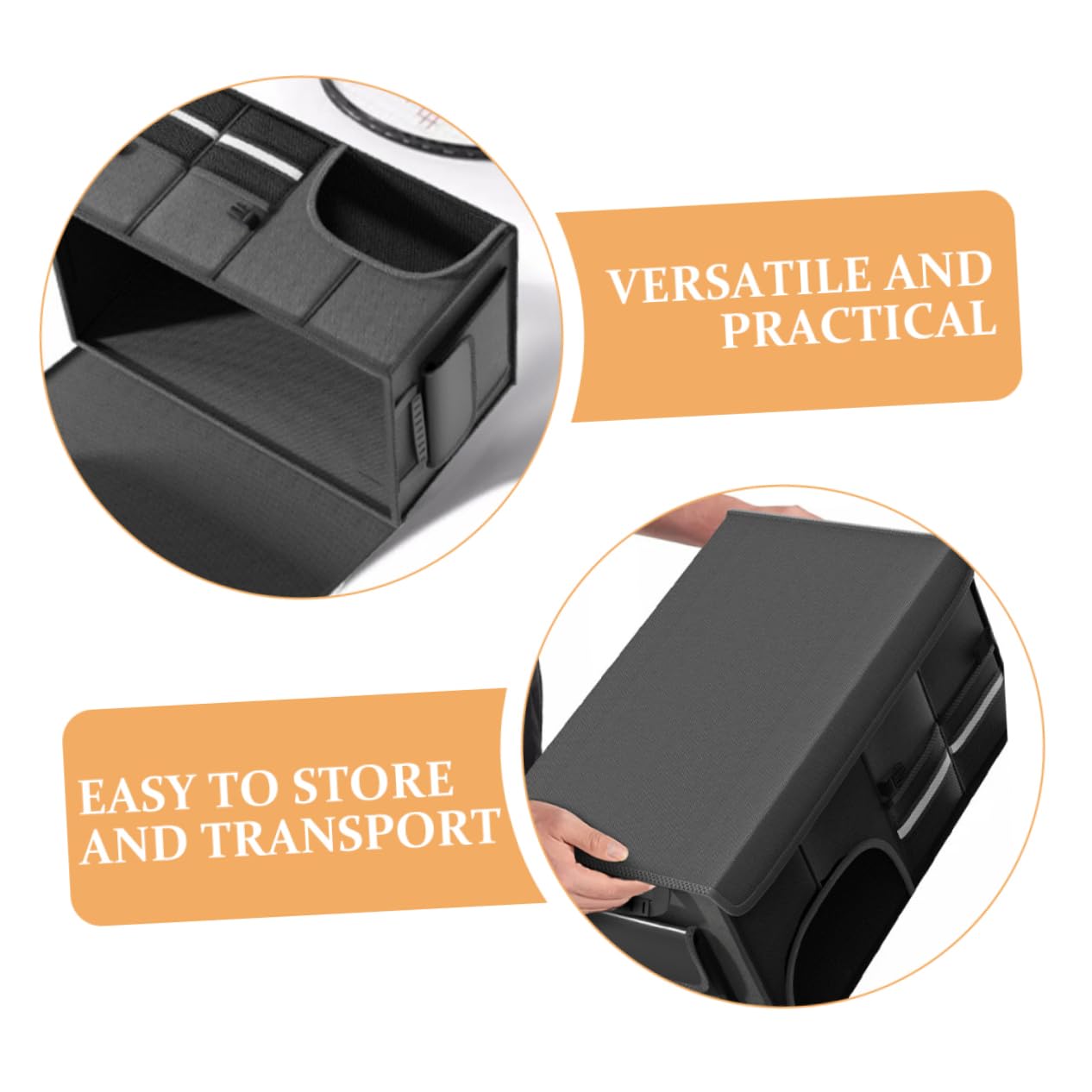Cabilock Organizador Plegable de Gran Capacidad de Maletero para Coche de Tela Oxford Negra, con Múltiples Compartimentos para Camping y Uso en Maletero