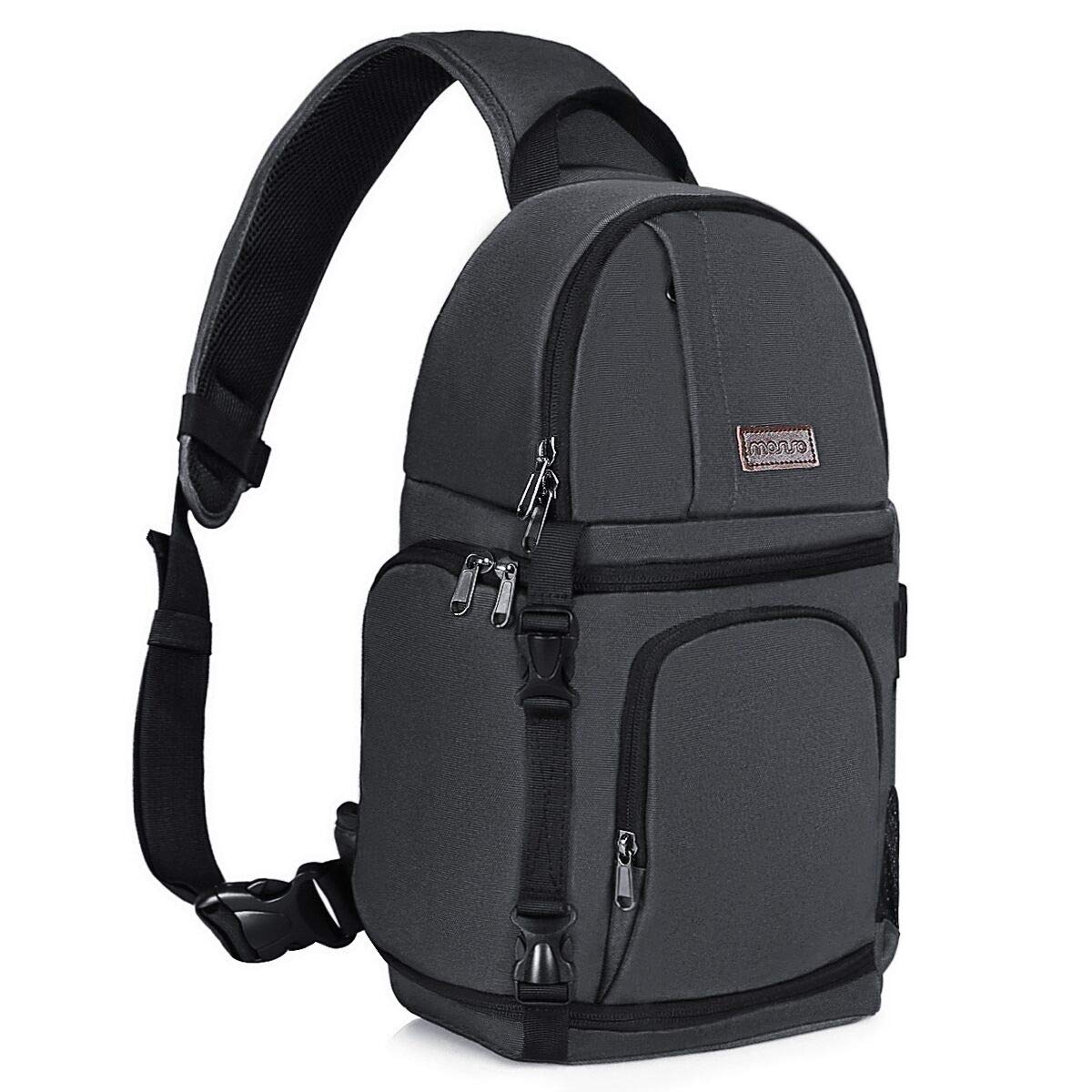 MOSISO Camera Bandolera, DSLR/SLR/Mirrorless Cámara Funda Shockproof Fotografía Cámara Mochila con Soporte Trípode&Insertos Modulares Extraíbles Compatible con Canon/Nikon/Sony/Fuji,Gris Espacial