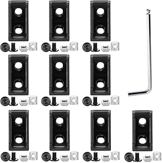 2020 Series Aluminum Profile Connector Set, 10pcs Corner Bracket,20pcs T-Slot Nuts and Hex Screw Bolt and 1pcs Wrench for 6mm Slot Aluminum Profile Accessories(Black)
