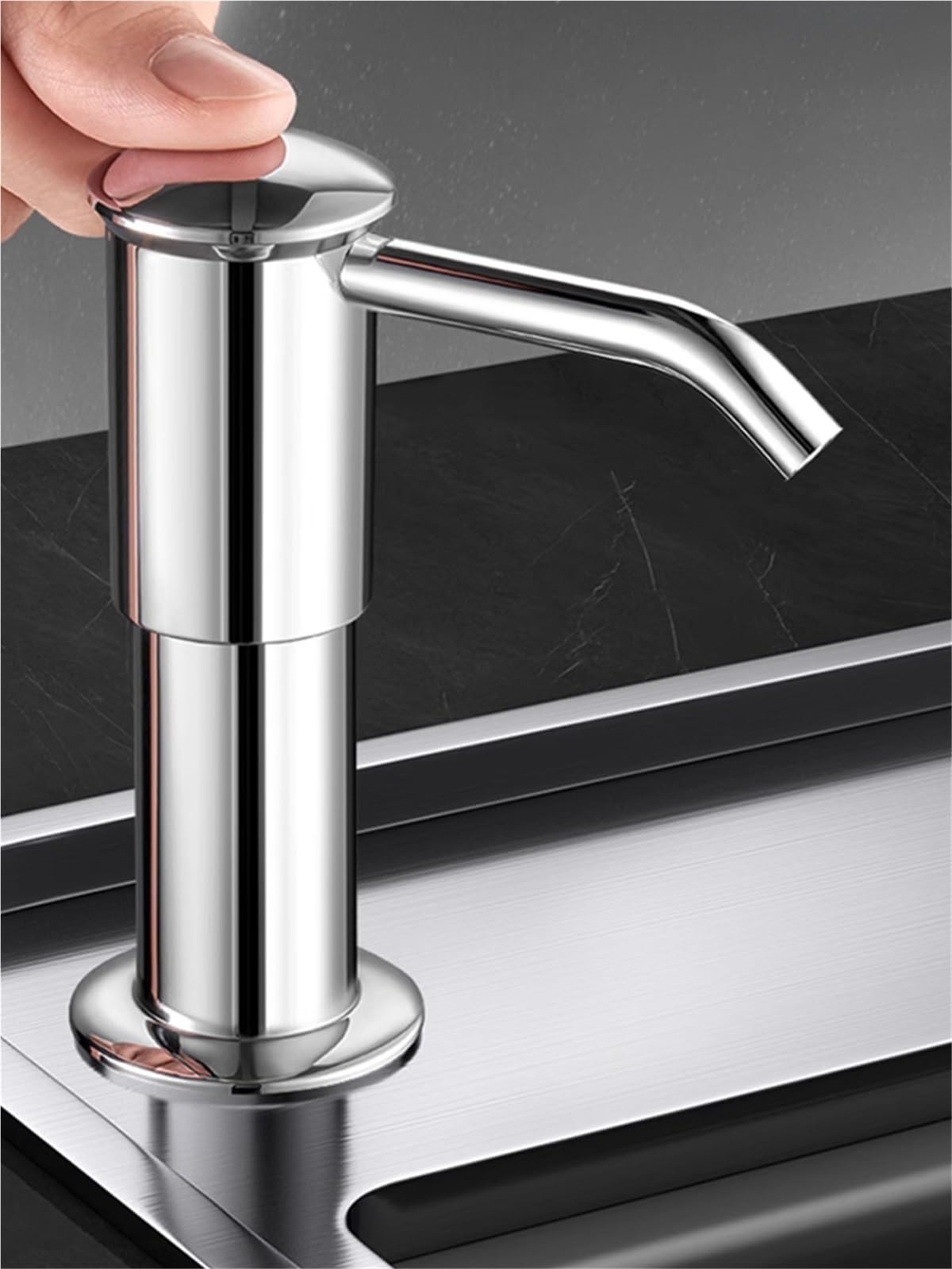 Dozownik mydła do zlewu podblatowego z rurą przedłużającą o długości 100 cm(Gray)