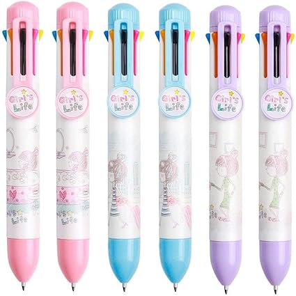 Amazon Shulaner 多色ボールペン 8色 筆記具 自動 ボールペン おしゃれ 文房具 オフィス用品 6本 多色ボールペン 文房具 オフィス用品