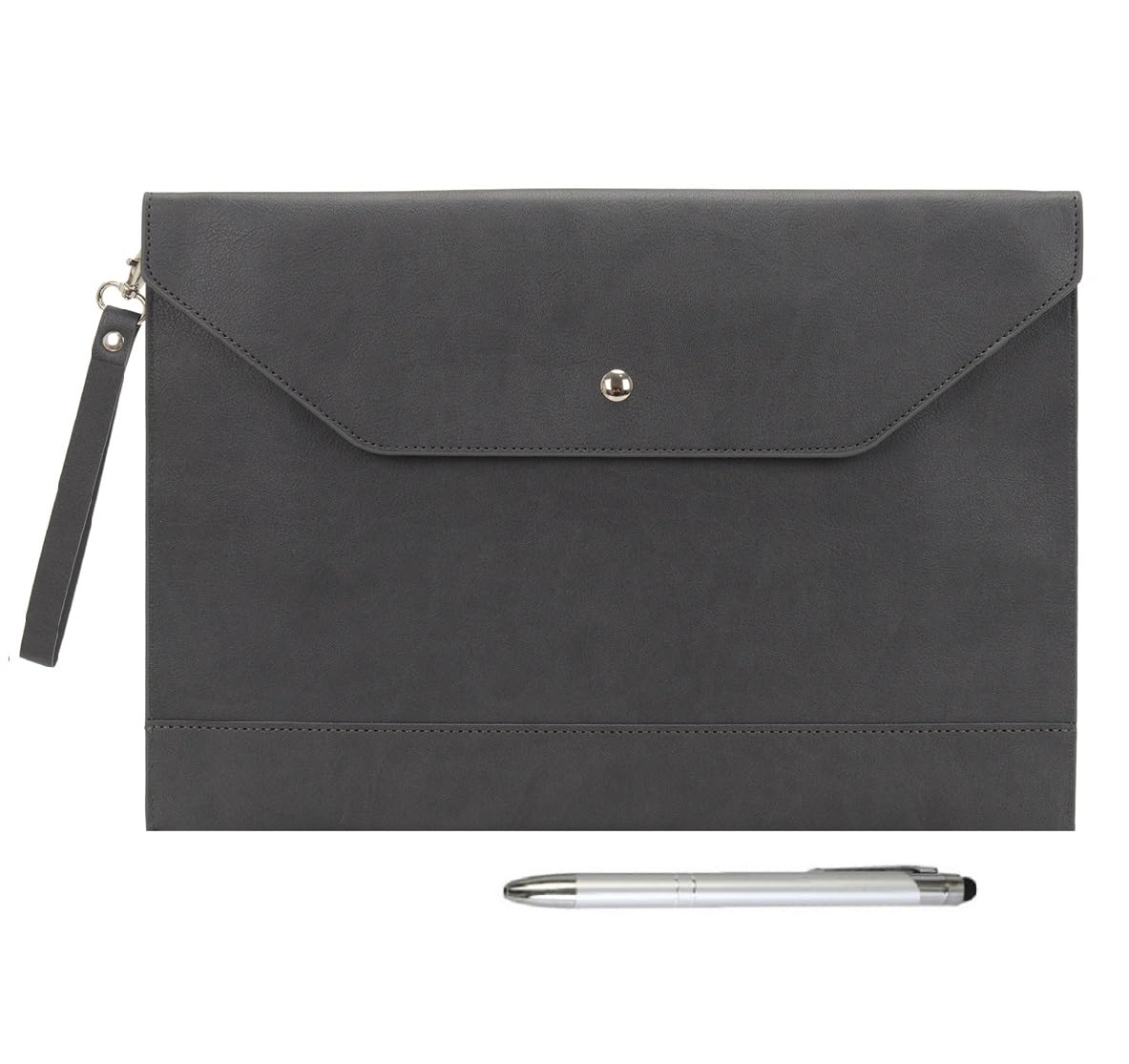 Wonderpool Envelope Case A4 PU Leather File Jacket Pocket Folder Document Case Bag with Removable Hand Strap and 4 Pocket for Documents Tablet Phone