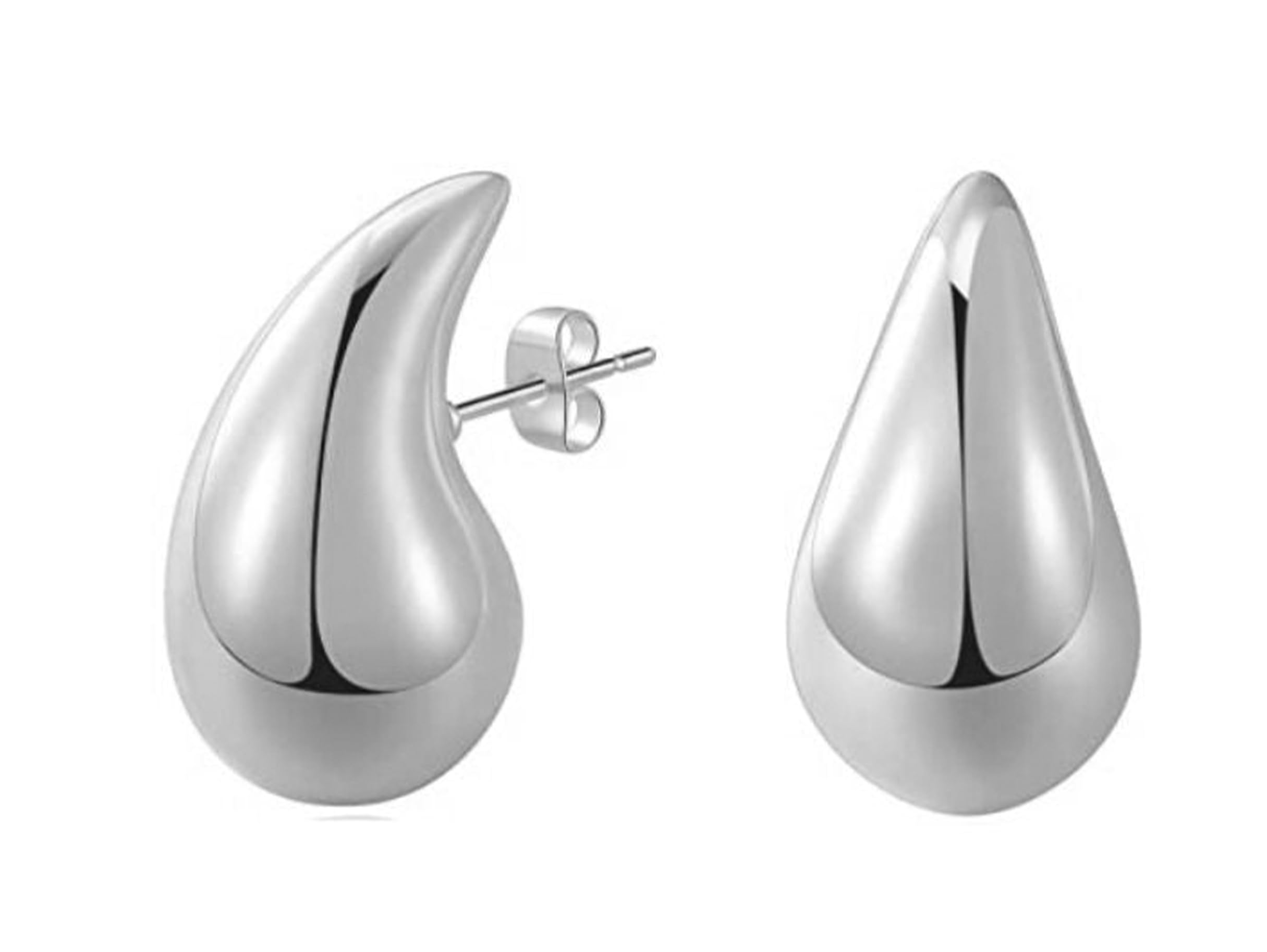 Only faithPendientes Gota Lagrima Dorados Plateado Gota de Agua Acero Inoxidable para Mujeres