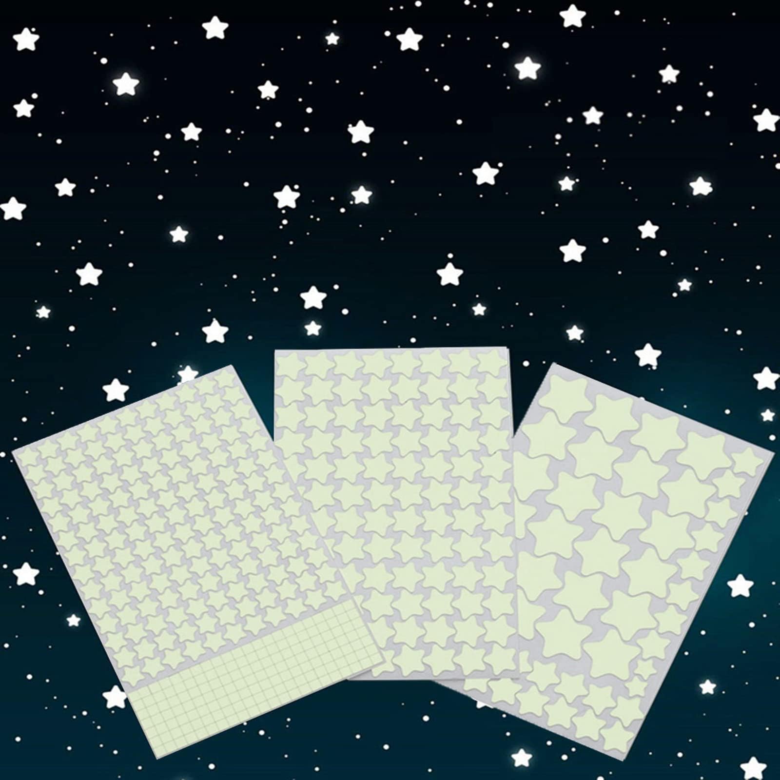 Glow in The Dark Stars Wall Stickers, Glowing Stars for Ceiling and Wall Decals, Perfect for Ceiling, Wall, Room or Party Birthday Gift (452Pcs, Blue)