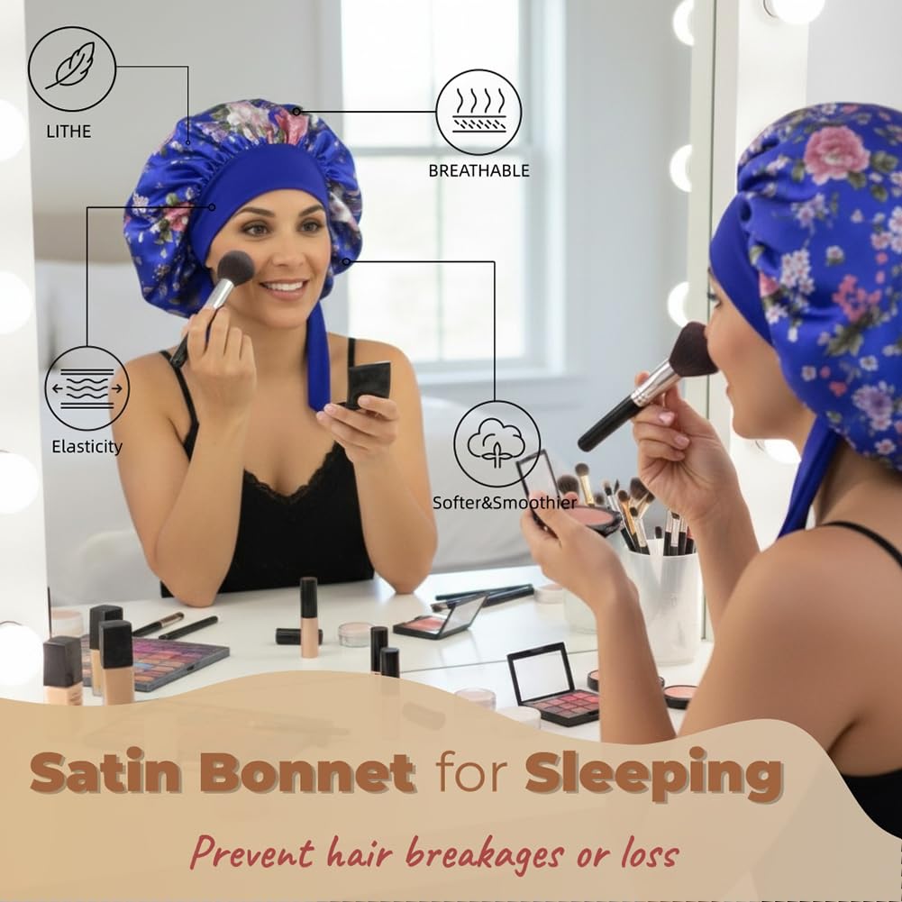 Amazon.com: Satin Bonnet for Sleeping Women Curly Hair Large 