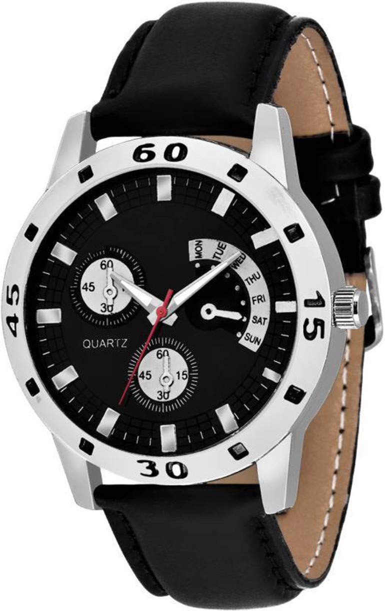 Talgo Designer Classy Looking Black Dial Black Leather Belt Analogue Fashion Wrist Watch - for Men & Boys (B08PKXWVXT) Amazon Price History, Amazon Price Tracker