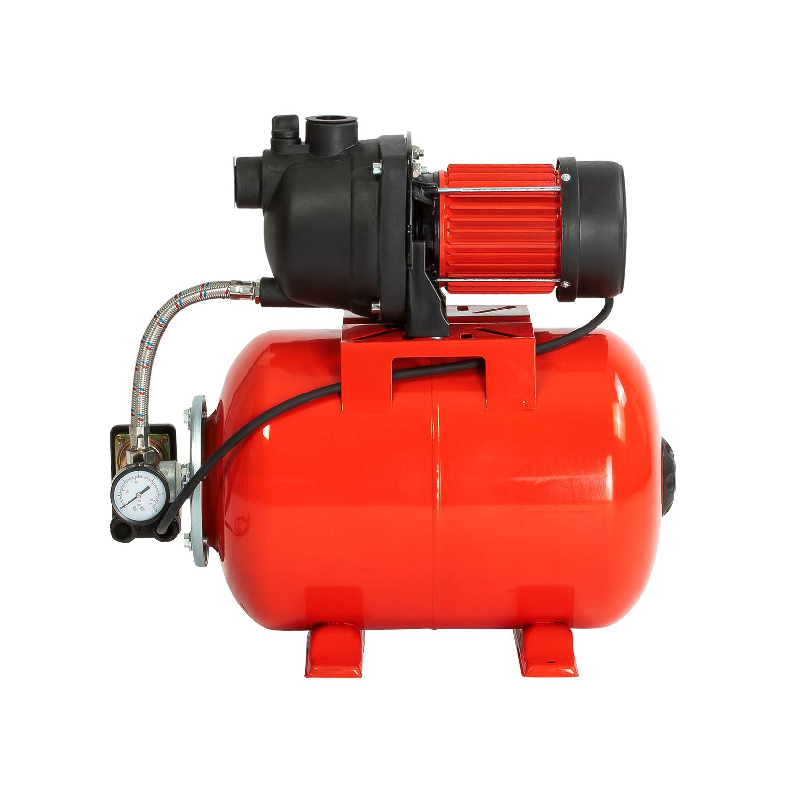Grafner Hauswasserwerk 1200 Watt (max. 5 bar, 25 Liter Kessel, Fördermenge 3800 Liter/Stunde, Start/Stop Automatik, Druckschalter, Manometer, Trockenlaufschutz) Hauswasserautomat Gartenpumpe
