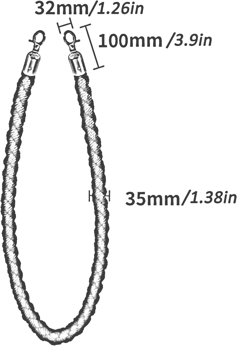 4Ft/120cm Crowd Control Rope Barrier, Queue Barrier Ropes with Hooks, Braided Hemp Rope Barrier for Queue Divider, Rope Safety Barrier 1/1.5M Crowd Control Stanchion Rope 3/4/5Ft, Twisted Hemp Ropes