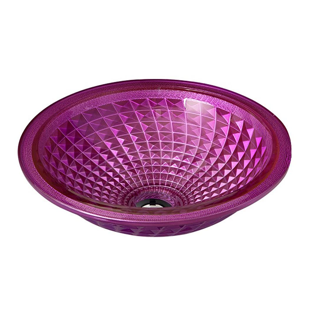 Gljtuo Black Vessel Sink Glass, Bathroom Vessel Sink Round Bathroom Sink Above Counter Bathroom Vanity Sink Tops With Drain Combo, 16.5X16.5x5.5 Inch