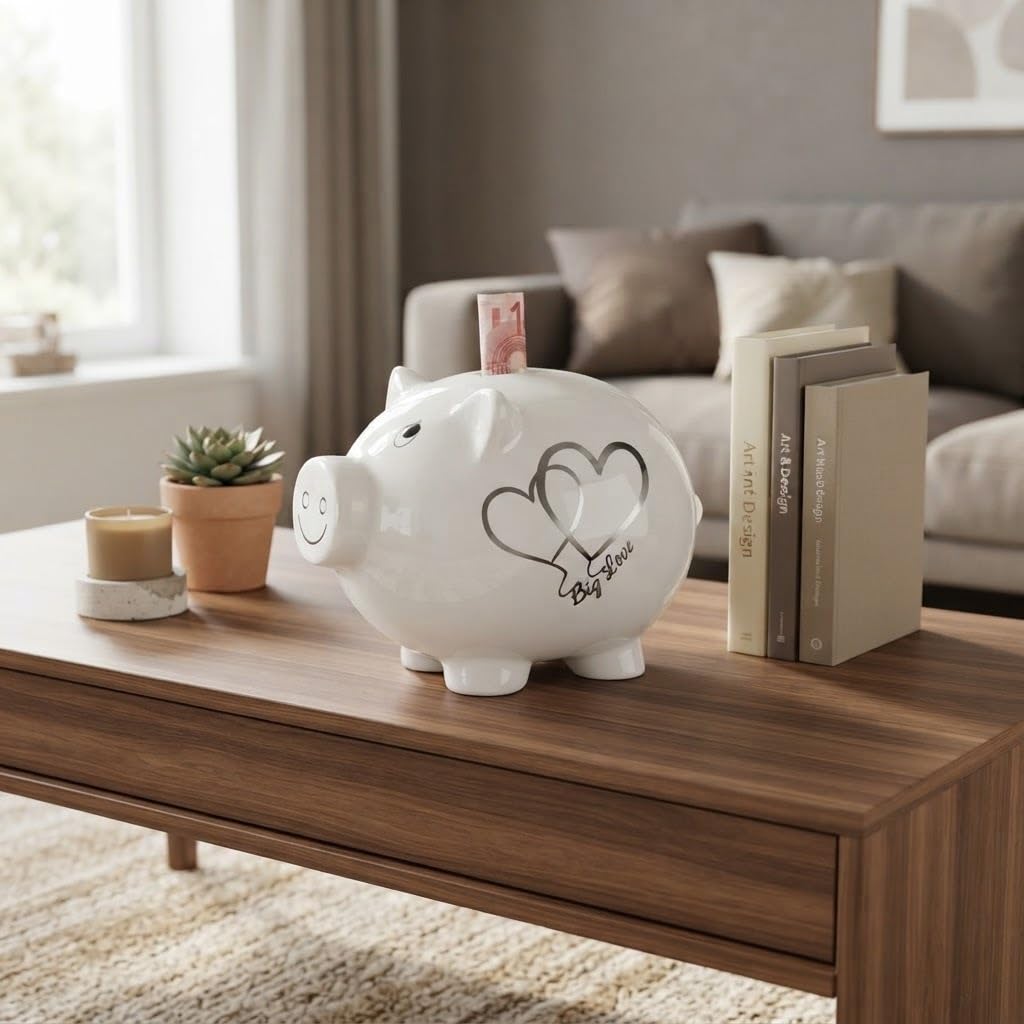 Casablanca Sparschwein Big Love - Keramik - mit Schloss und Schlüssel - abschließbar - Höhe 20 cm