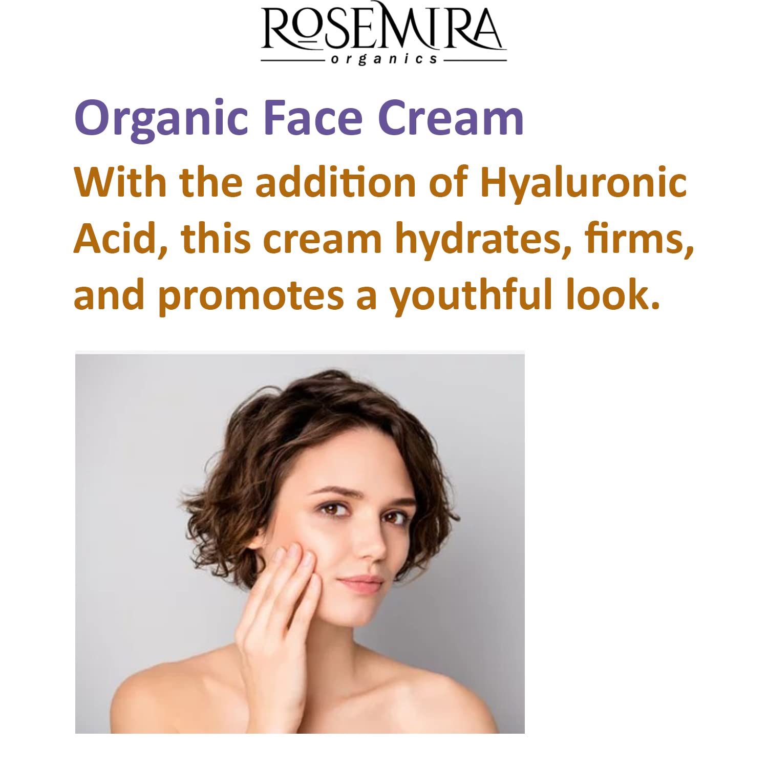 Rosemira Organics Organic Face Cream - THE Moisturizer - with Hyaluronic Acid 1 Month Supply - Made in USA (Original Spice)