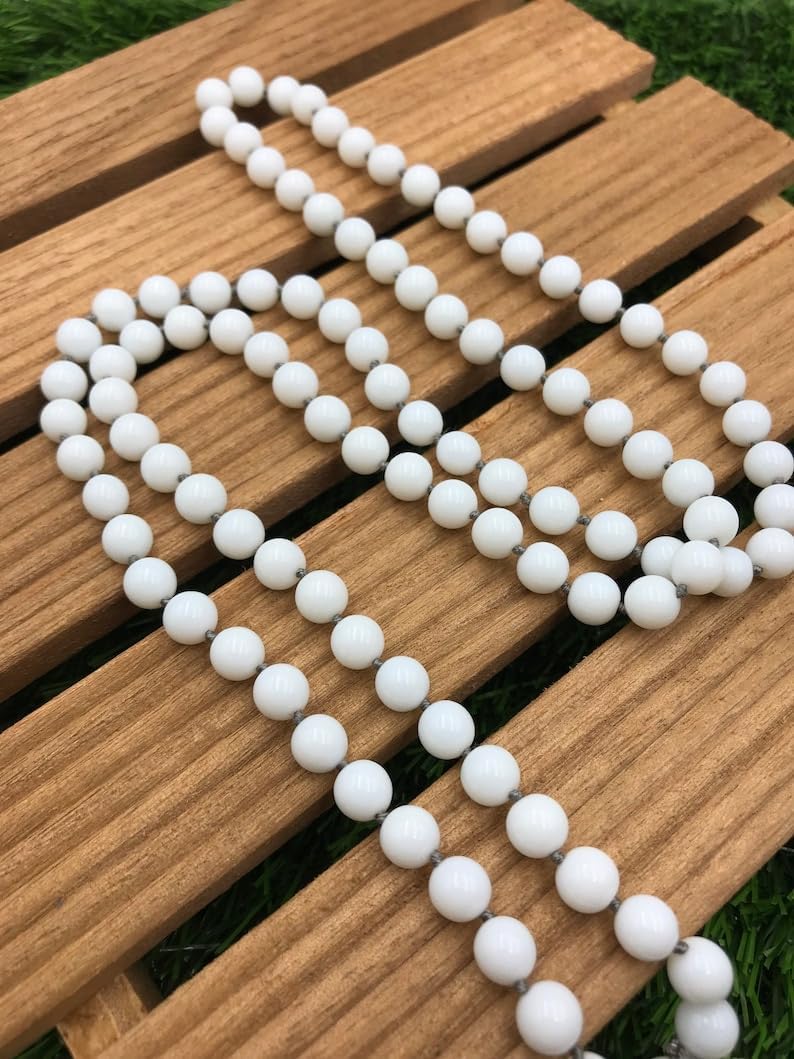 Naturalny biały agat 6 mm 108 koralików mala, duchowe, koraliki do medytacji, Reiki, Japa Mala, buddyjskie koraliki modlitewne, bransoletka do jogi, koraliki lecznicze