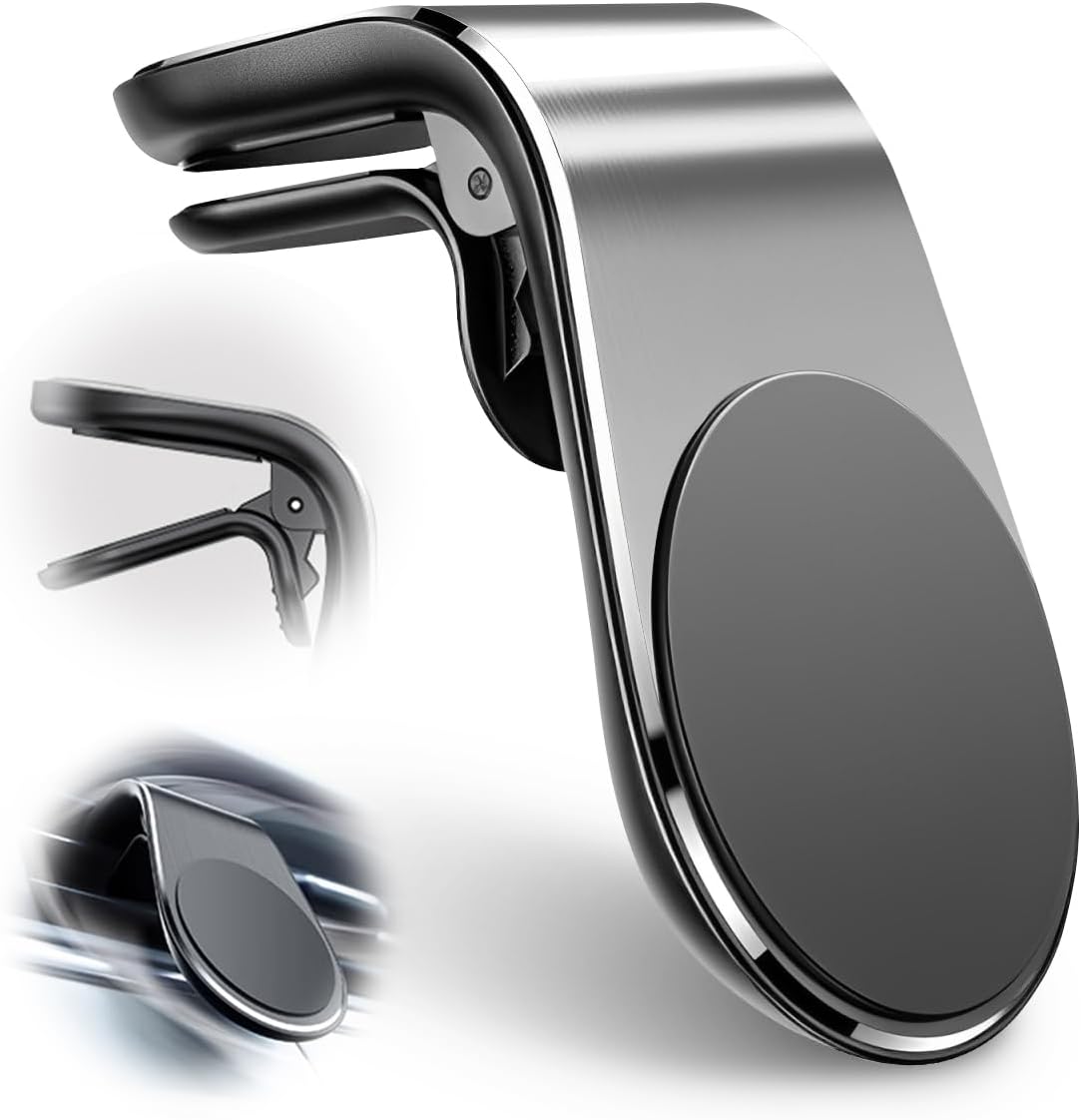 Mobile Phone Navigation Magnetic Bracket, 2PCS 2025 New L Shape Magnetic Bracket Phone Holder for Car, 360° Adjustable Universal Car Cellphone Holder Strong Magnet Mount (Sliver)