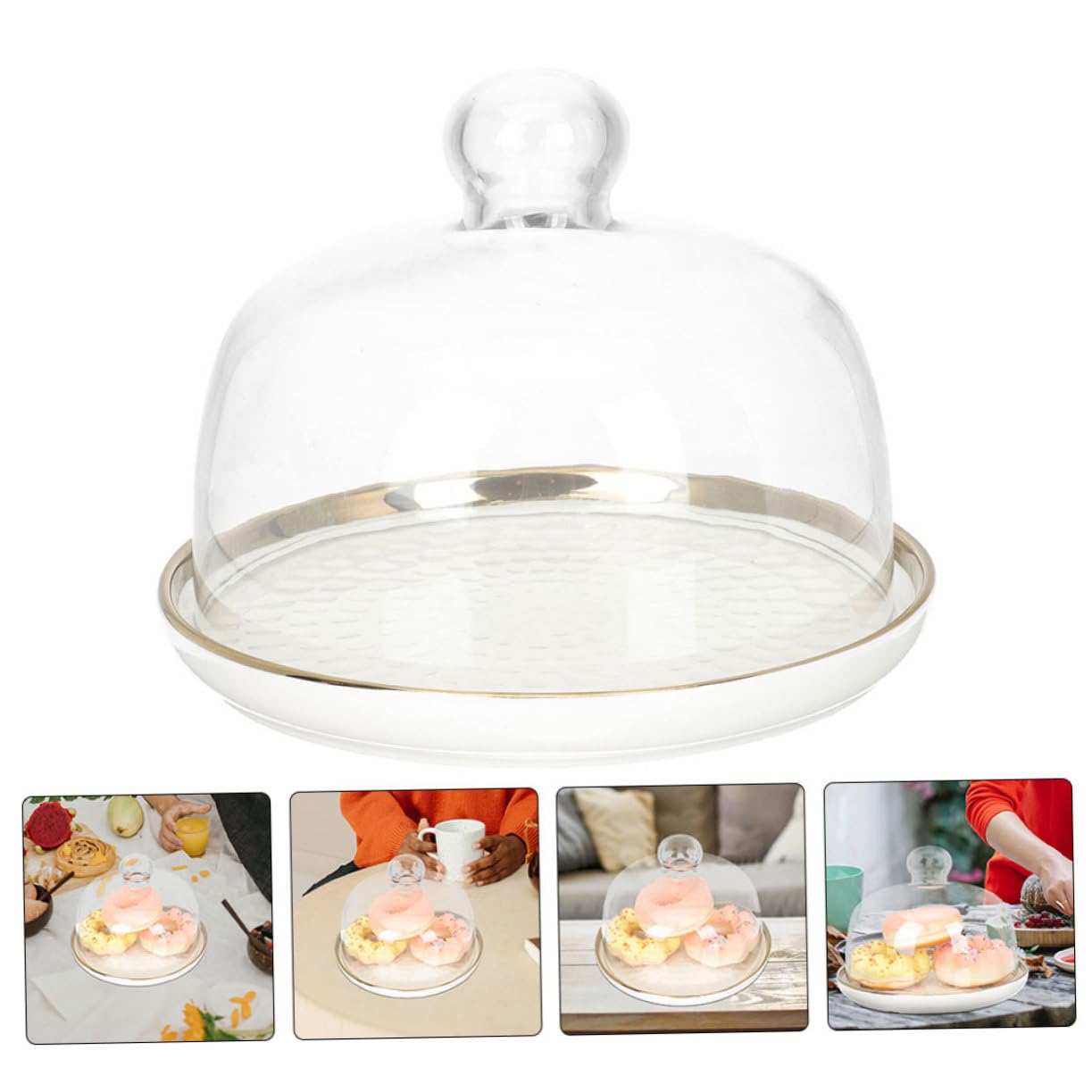 BESTYASH Vassoio per Dolci in Vetro Bianco Elegante, Set, per Esposizione Snack e Cupcakes, per Feste e tè Pomeridiani in Famiglia