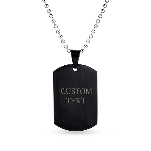 Foto 5 de 5 de Grabado Personalizado X-Large Simple Básico Cool Hombres Identificación Ejército Militar Dog Tag Collar…