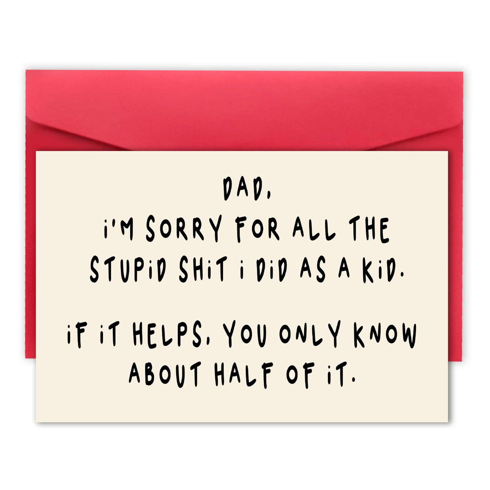 ZiwenhuFunny Father's Day Card, Hilarious Fathers Day Card From Daughter Son, Father's Day Gift For Dad Men, Dad Sorry For The Stupid Shit l Did As A Kid