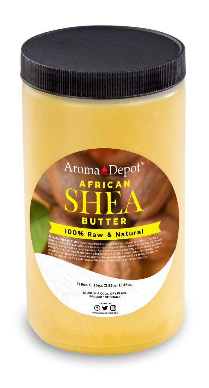 Raw African Shea Butter 2 lb Jar Yellow/Gold Grade A 100% Natural & Pure. Fresh Moisturizing, Ideal for Dry and Cracked Skin. Can be use in Body, Hair and Face. Imported from GHANA.