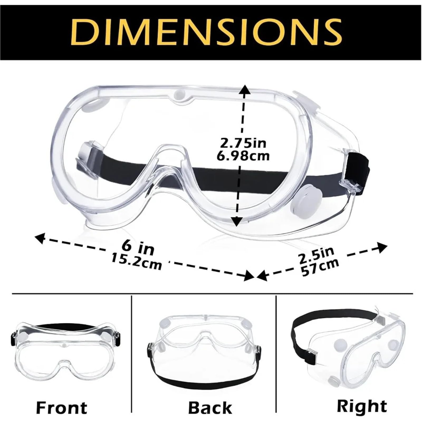 Genérico Paquete de 30 gafas de seguridad de laboratorio transparentes: protección ocular antivaho for hombres y mujeres.