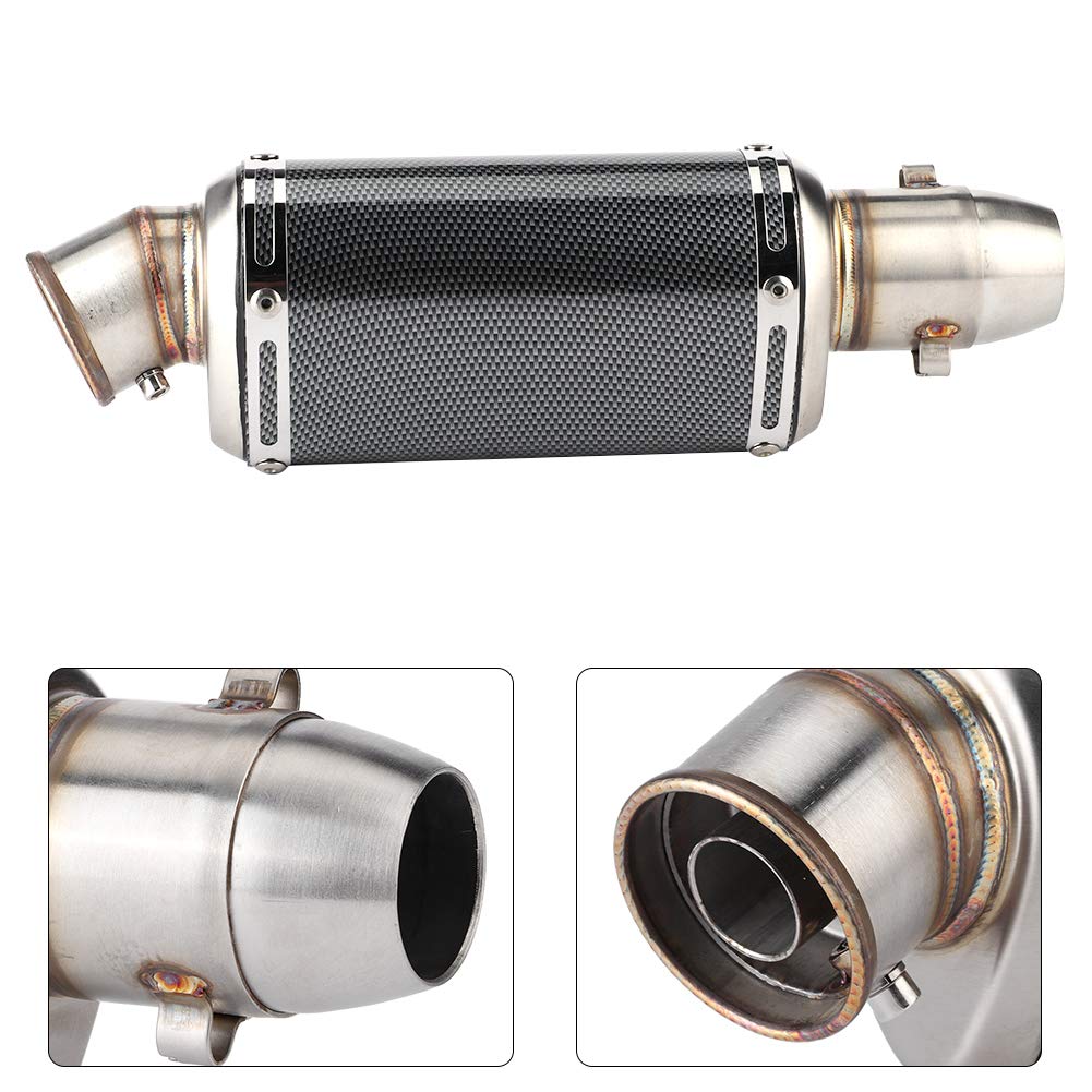 Akozon motocykl rura wydechowa, 51mm 2 cale krótka uniwersalna rura wydechowa ze stali nierdzewnej zmodyfikowany styl z włókna węglowego motocykl skuter motocykl miejski tłumik