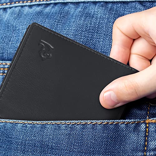 Image of KARA Black Genuine Leather Wallet for Men with Multipurpose Slip Pocket - Bifold Men's Wallet with 8 Card Holder Slots
