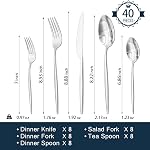 KINGSTONE Silverware Set, 40-Piece Flatware Set Cutlery Set Premium 18/10 Stainless Steel, Tableware Include Forks Knives Spoons for Home Restaurant Wedding Party, Dishwasher Safe