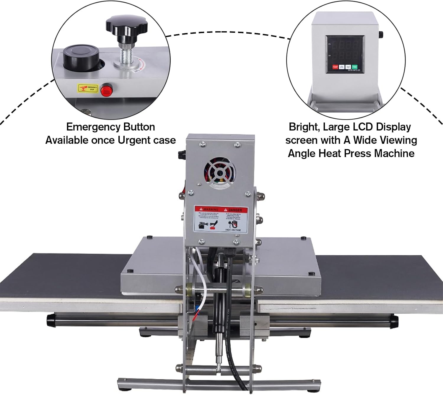 16x24 Manual Heat Press Machine with Auto Open Dual Platen & Time Display, 2000W Clamshell Heat Press for T-Shirts, Sublimation, Vinyl and Magnetic Material, Professional T-Shirt Printing Machine