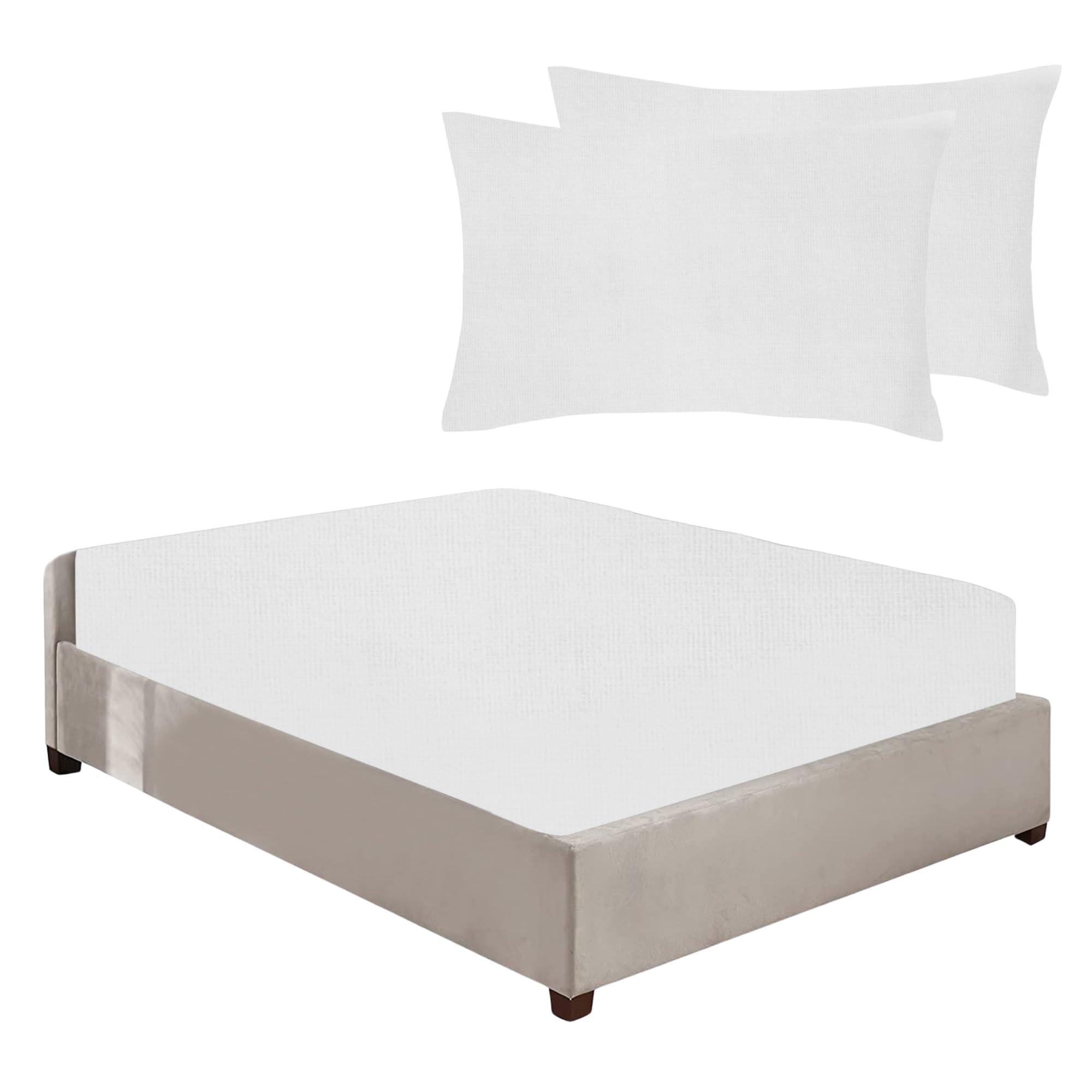 Niys Luxury Bedding White 100% Brushed Cotton Flannelette 40Cm/16" Extra Deep Fitted Sheets In 12 Colours (, Double + Pillowcase Pair)