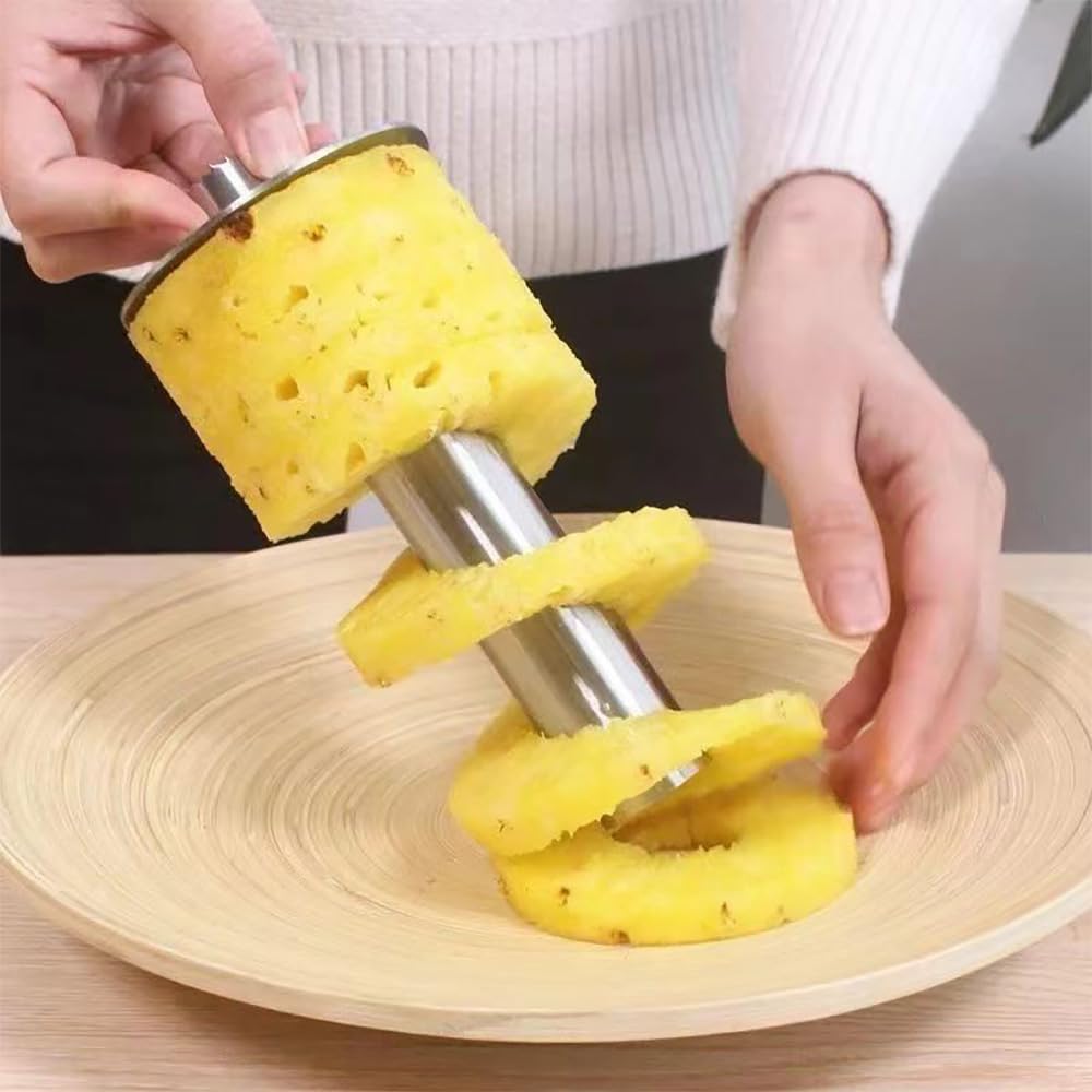 Coupe Ananas Découpe Ananas Éplucheur Acier Inoxydable pour Anneaux de Fruits Noir