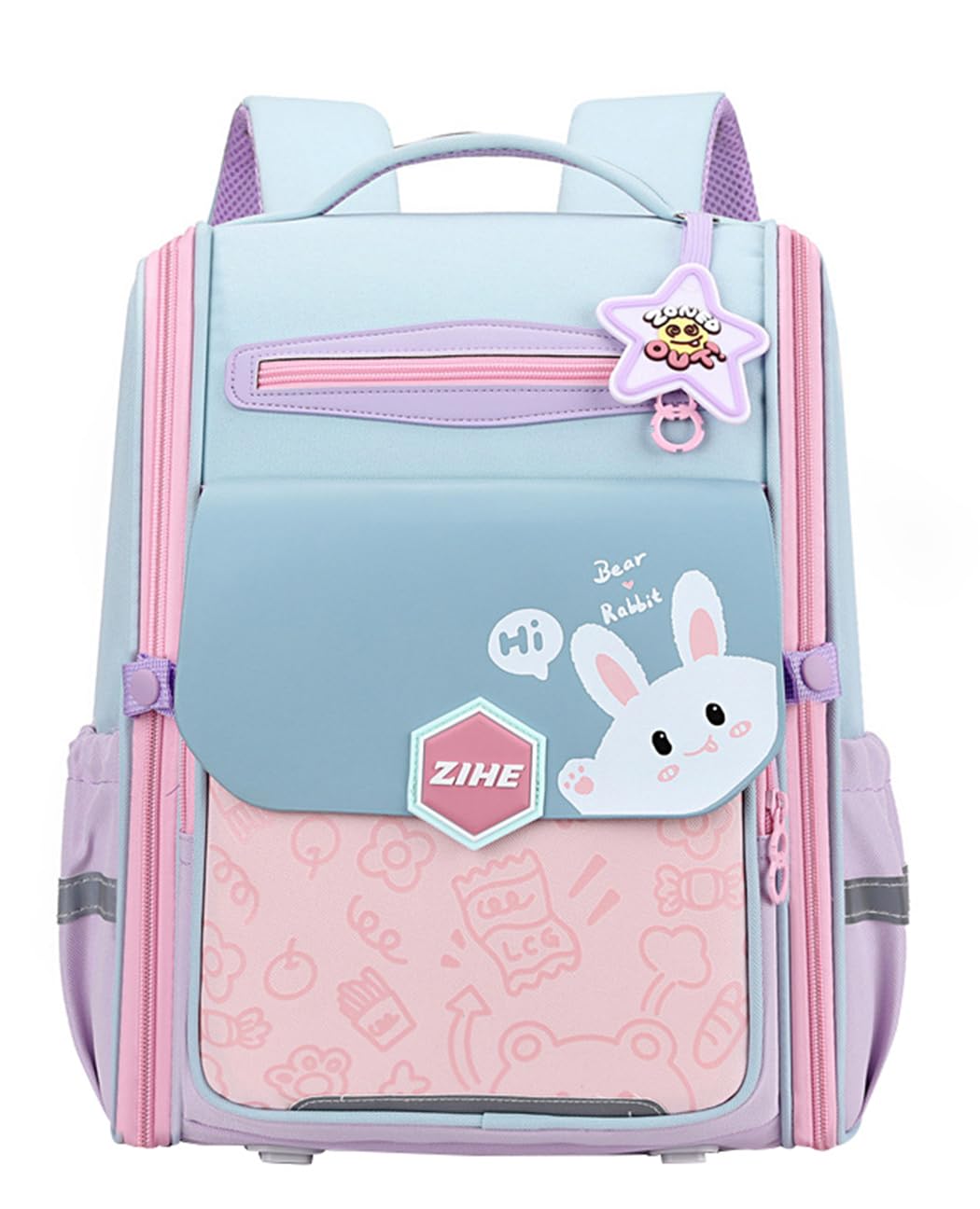 JiaYou Unisex Child Backpack Preschool Daypack Cartoon Cute Boys Girls Bookbag(Blue Bunny,21 Liters)