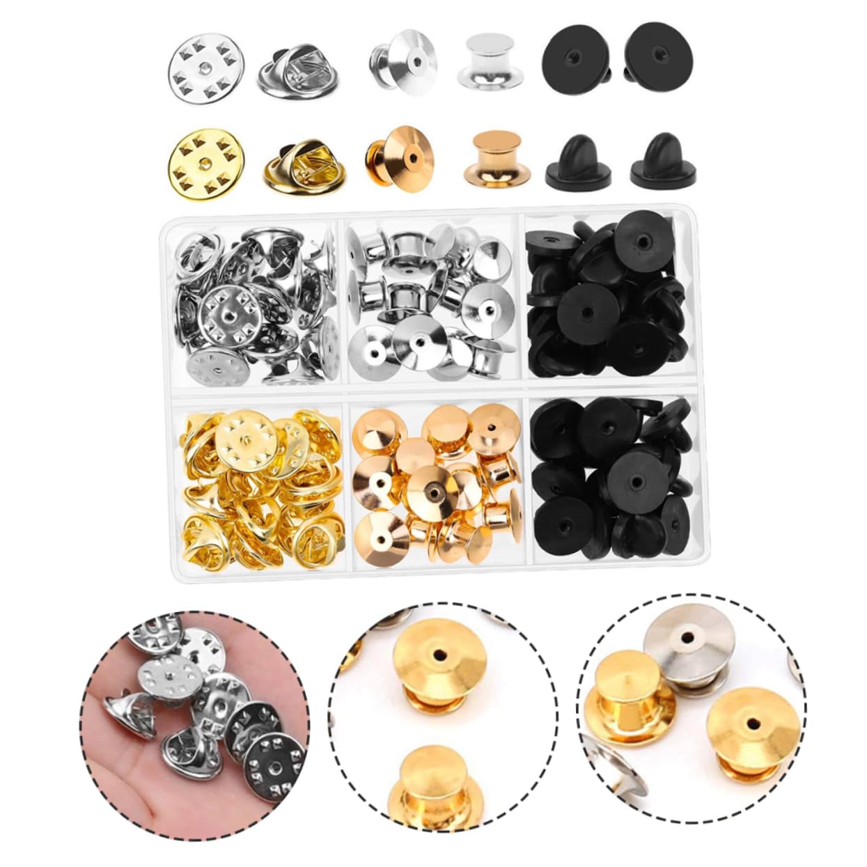 NUOBESTY 252piezas Pin Back Keepers Goma Repuestos Multifuncionales Para Broches Alfileres De Solapa y Joyería