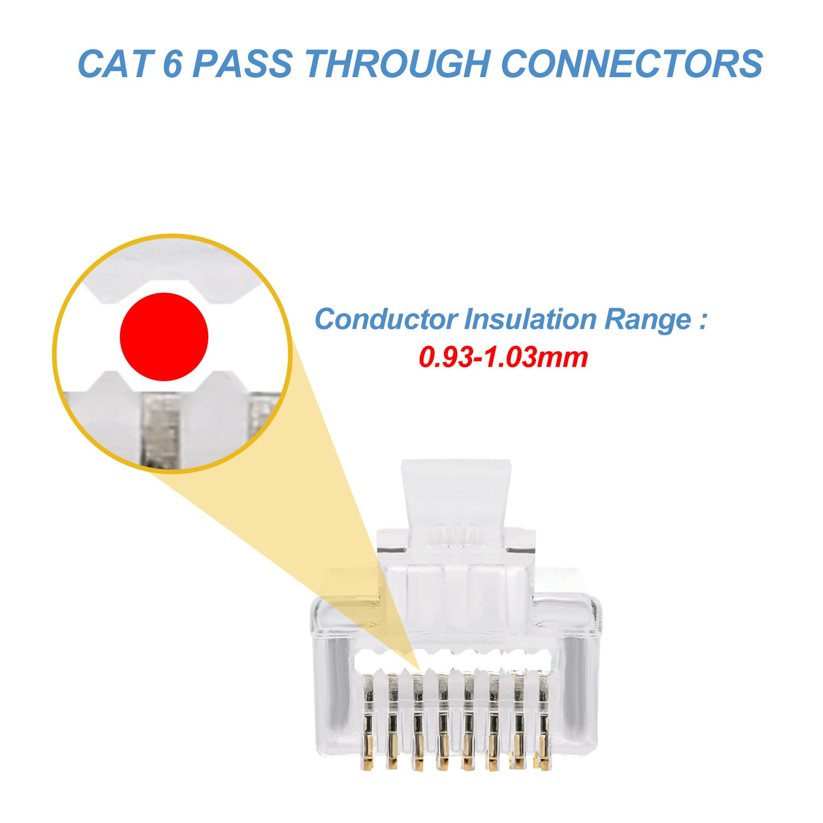 Lot de 100 connecteurs RJ45 Cat 6 - Connectivité sans couture pour câble Ethernet UTP solide ou toronné