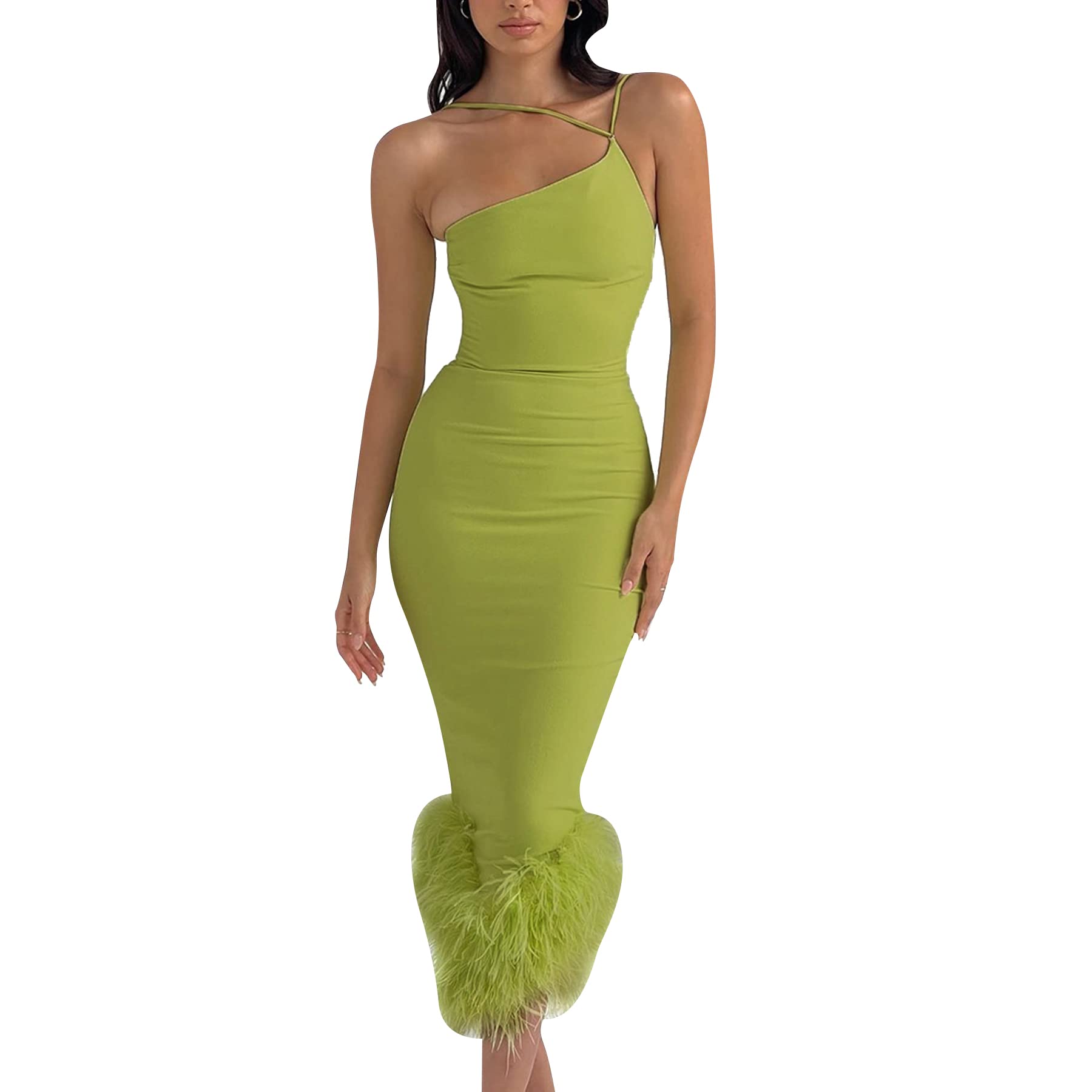 Women Sexy One shoulder Tassels Black Maxi Bodycon Bandage Dress 2025 Summer Elegant Cocktail Evening Club Party Gowns main image 1