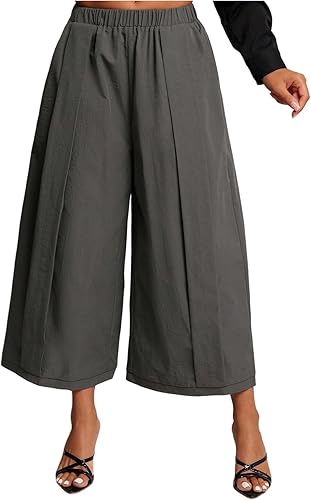 Verdusa Women's Wide Leg Baggy Pants Streetwear High Rise Cropped Trousers with 