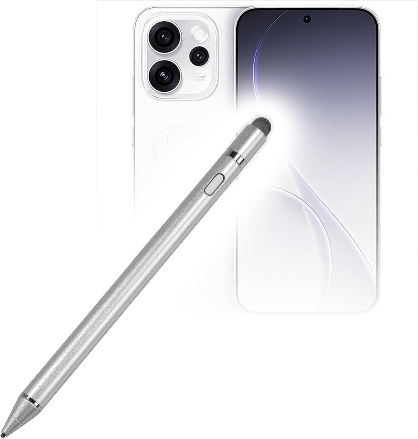 BoxWave Stylus Pen Compatible with Oppo Reno15 Pro Max - AccuPoint Active Stylus, Electronic Stylus with Ultra Fine Tip - Metallic Silver