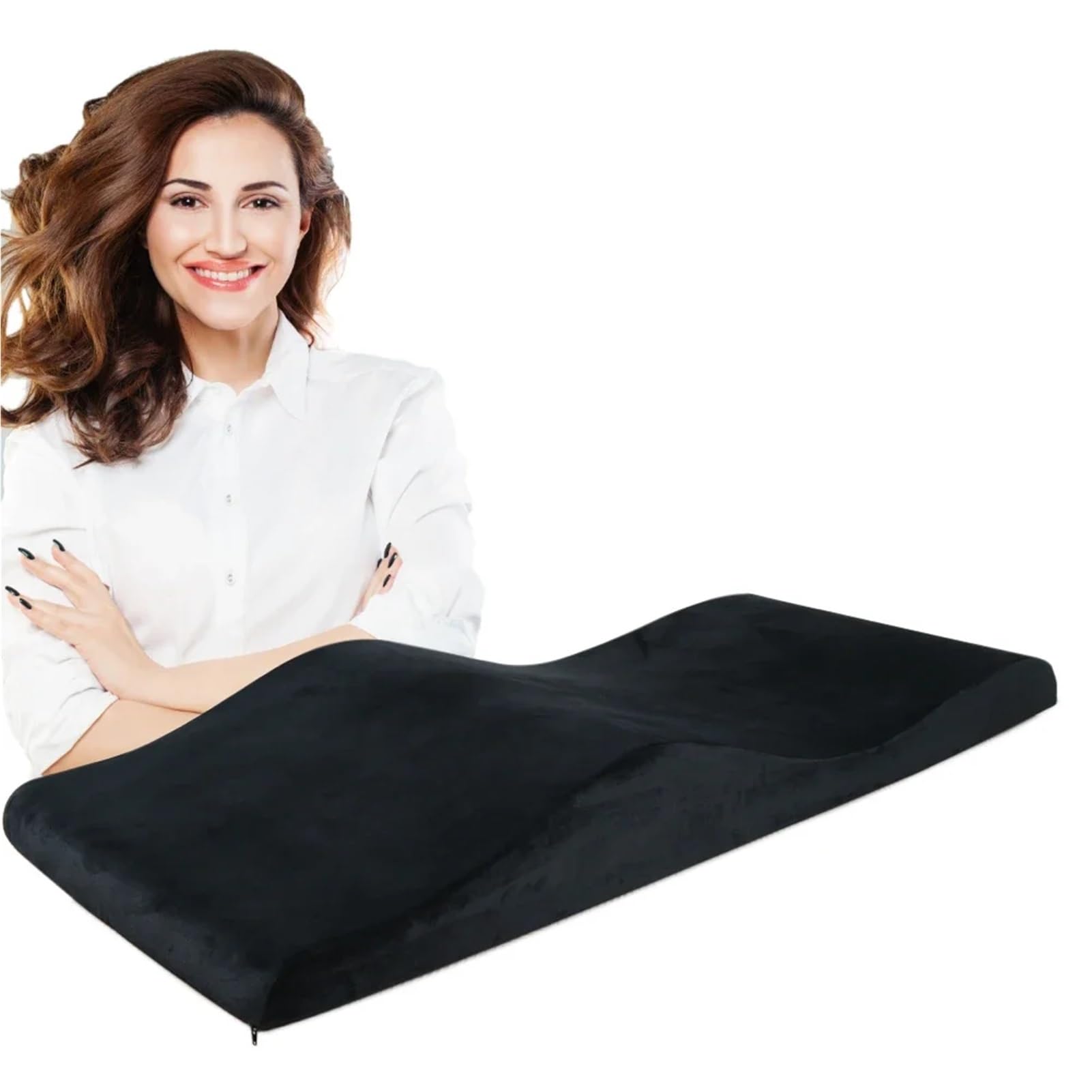Matelas en Mousse à Mémoire de Forme pour Salon de Beauté, Noir, 180x60x18/13cm, Velours, Lavable