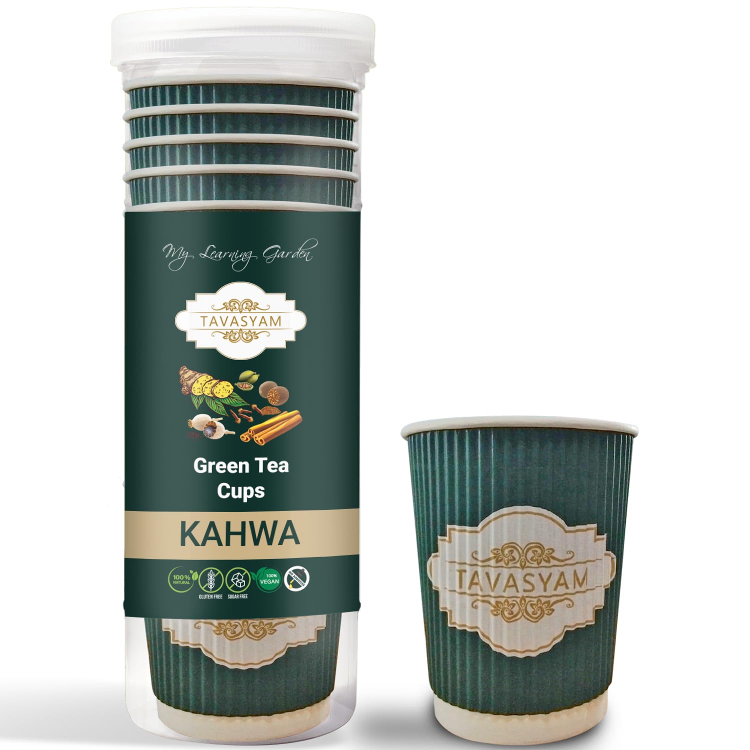 TAVASYAM Ready to Sip Kahwa Flavour Green Tea Cup | Green Tea for Weight Loss | Vegan, Gluten Free & Sugar Free | | Kahwa Flavour | Pre-Filled Tea Cups 200ml | Tea Cups Set of 12 (B0D1VLDQV2) Amazon Price History, Amazon Price Tracker