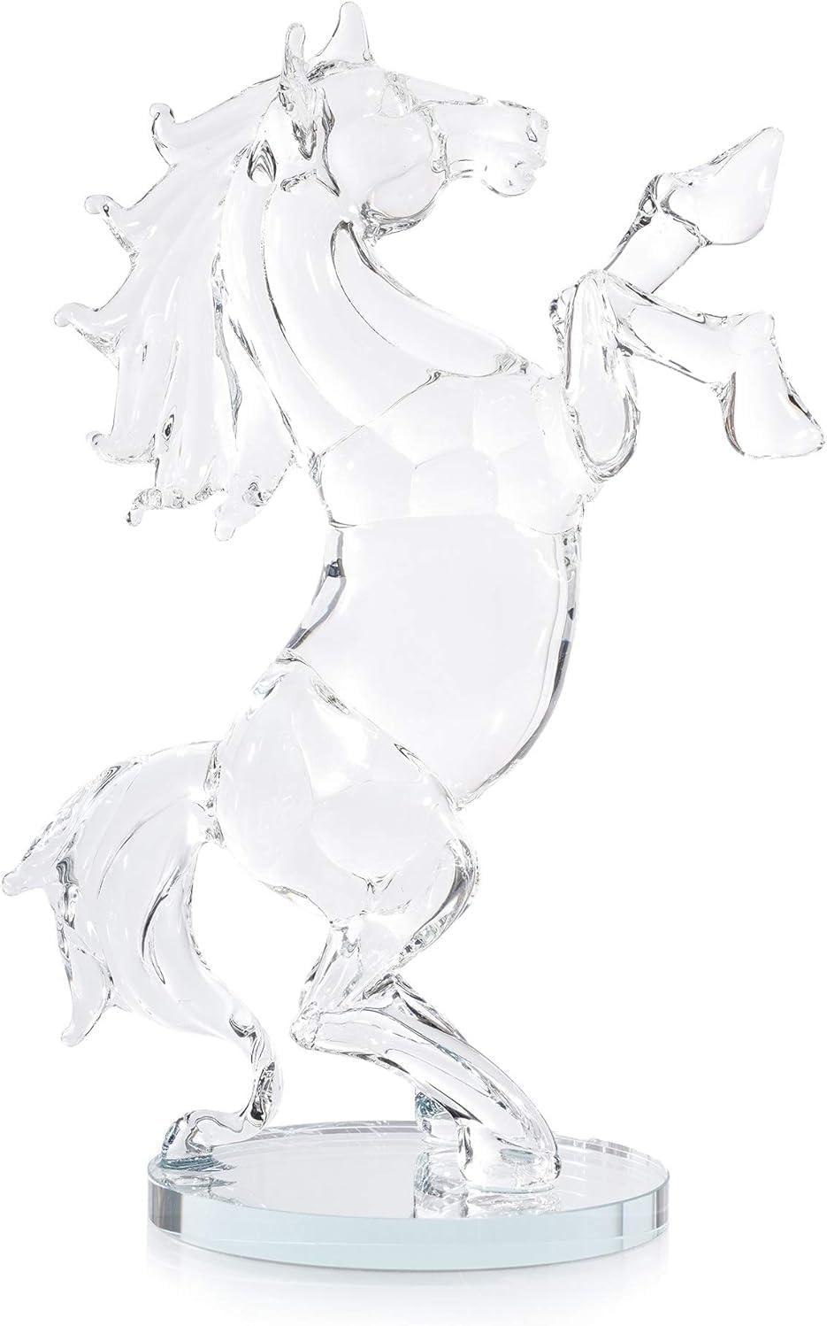 Silver Crystal Crushed Diamond Animal Statue - Perfect for Living Room, Bedroom, Bathroom, Dining Room, Office, Table, Desk - Ideal For Gift And Decoration (Ceramic, Clear Glass Horse)