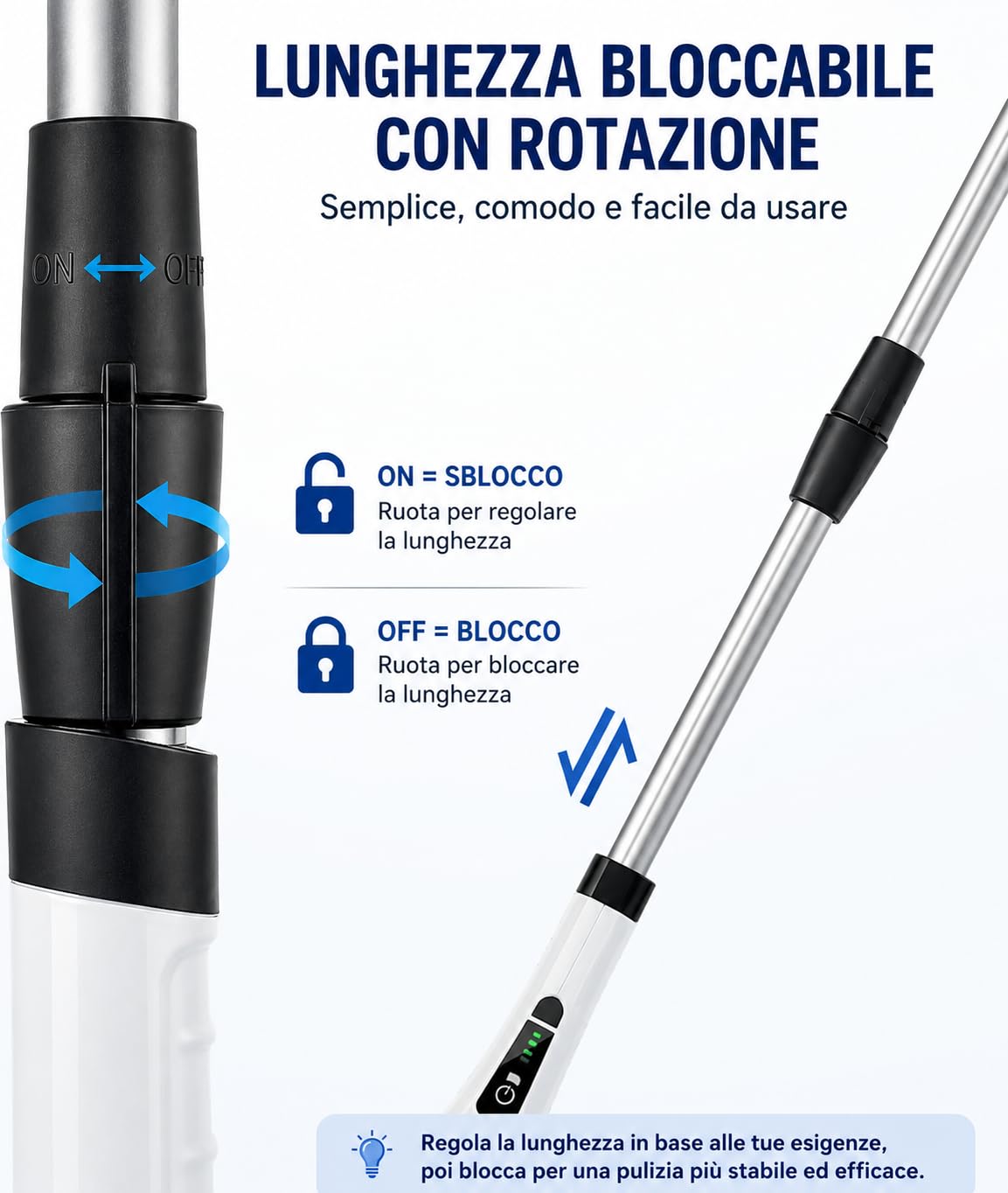 Spazzola Elettrica Rotante Senza Fili con Ricarica USB-C, 8 Testine Intercambiabili, Manico Telescopico Regolabile, Spazzola Elettrica per Bagno, Doccia, Cucina, Pavimenti e Auto