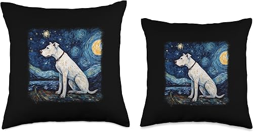 Miniatura 3 de Starry Night Dog Of Dogo Argentino Van Gogh Dogo Argentino in Starry Night - Almohada de 16 x 16 pulgadas, multicolor